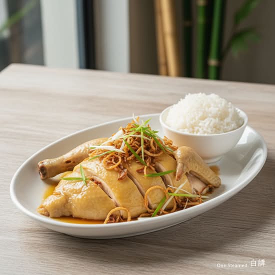 156. Steamed Chicken with Shallot (Half) 紅蔥油淋雞 (半隻)